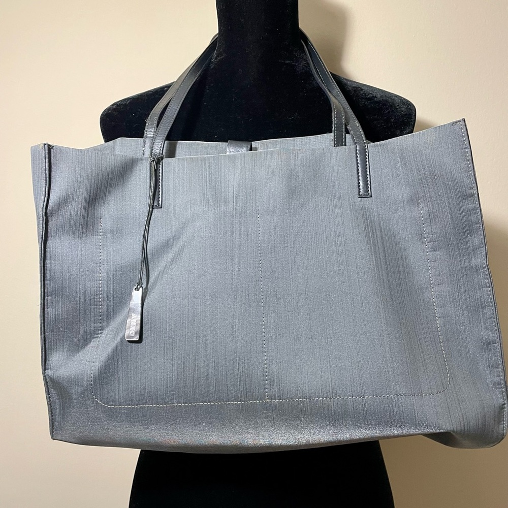 Large DKNY Silver Shiny Tote Bag Shoulder